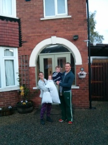 Us leaving our house in Leeds early in October 2014.